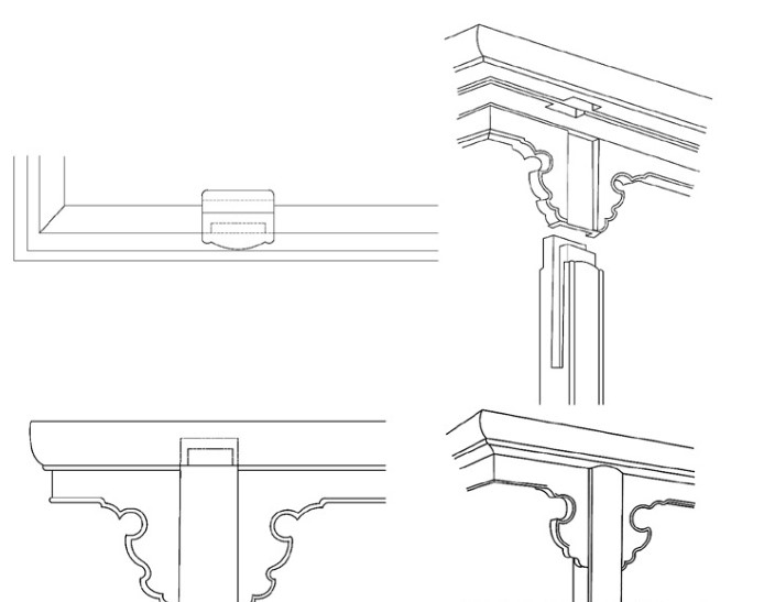 夹头榫（明式条案常见榫卯）结构示意图，夹头榫技术特点分析