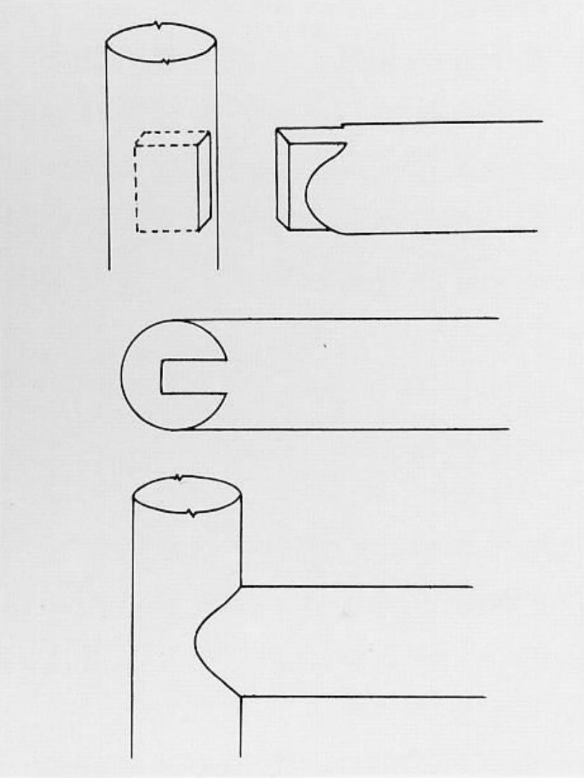 圆脚包肩榫)结构示意图,圆材丁字形接合技术特点-榫卯-苏作诚品明式
