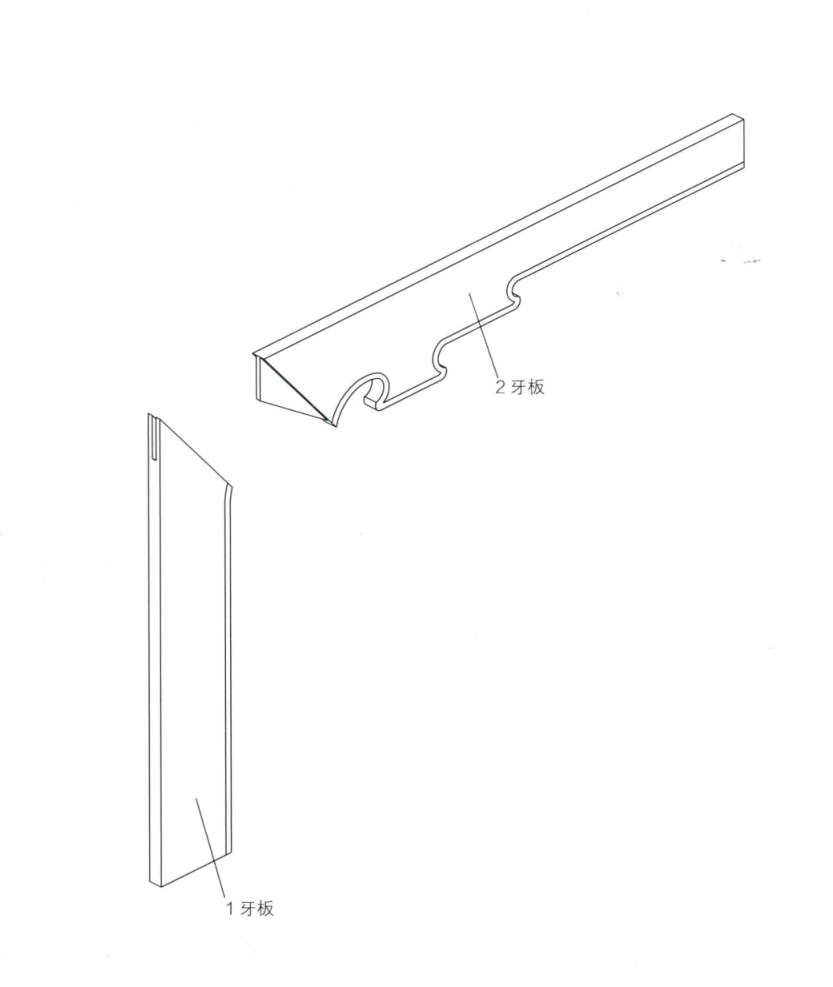 开夹榫（板材角结合）结构示意图，常见牙板角结合方式